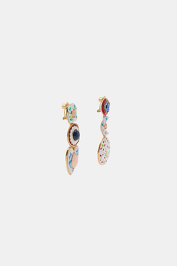 ZARA СЕРЬГИ «ТРОЙНОЕ СЕРДЦЕ И ЛУНА С КАМНЕМ», РАЗНОЦВЕТНЫЙ