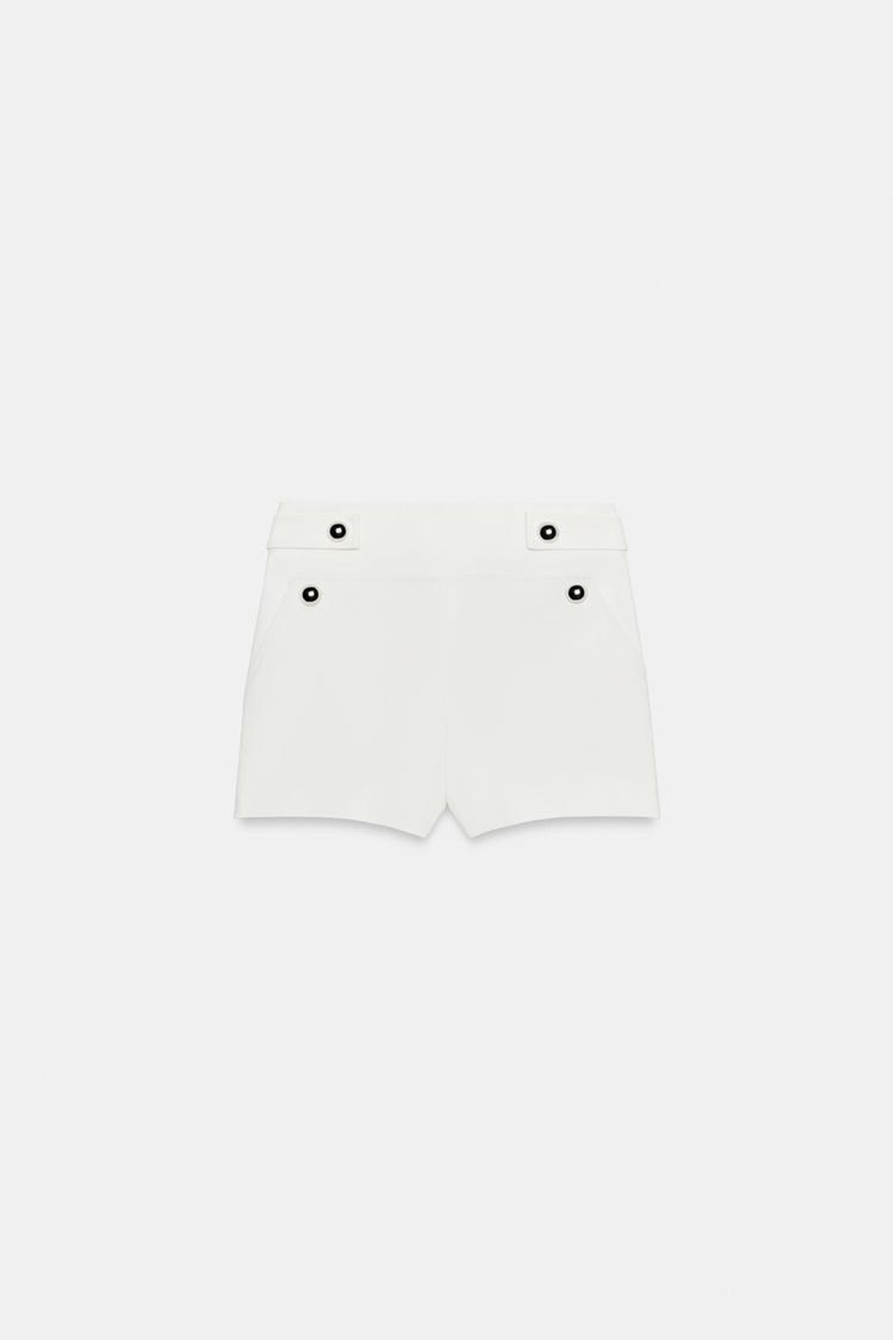 ZARA ШОРТЫ С МЕТАЛЛИЧЕСКИМИ ПУГОВИЦАМИ, ЭКРЮ