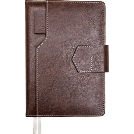 Ежедневник недат. А5 deVENTE Prestige 272 стр.,т.-коричневый,тв.обл.,кожзам, карман,магн.створка