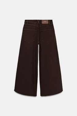ZARA ДЖИНСЫ Z1975 BALLOON С ВЫСОКОЙ ПОСАДКОЙ И АСИММЕТРИЧНЫМ НИЗОМ, КОРИЧНЕВЫЙ