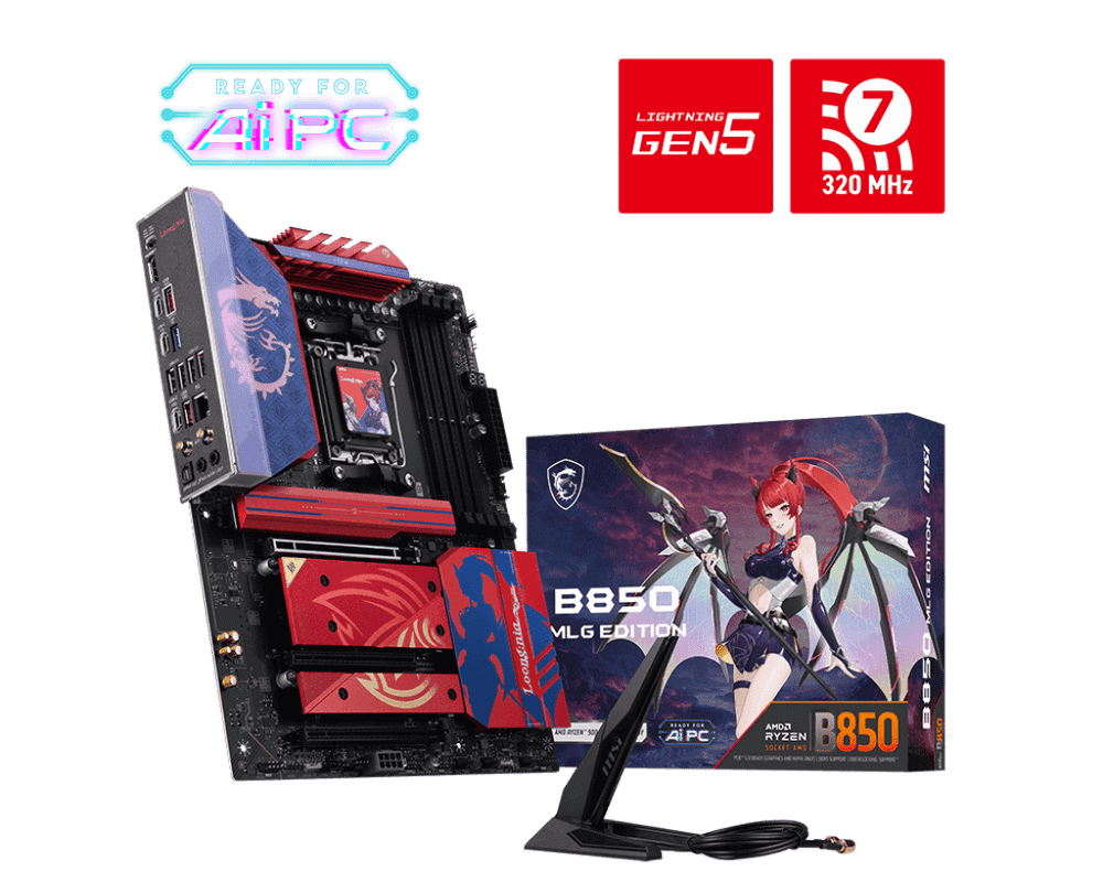 Материнская плата MSI B850 MLG EDITION AM5 4xDDR5 4xSATA3 RAID 4xM.2 HDMI 3xType-C ATX