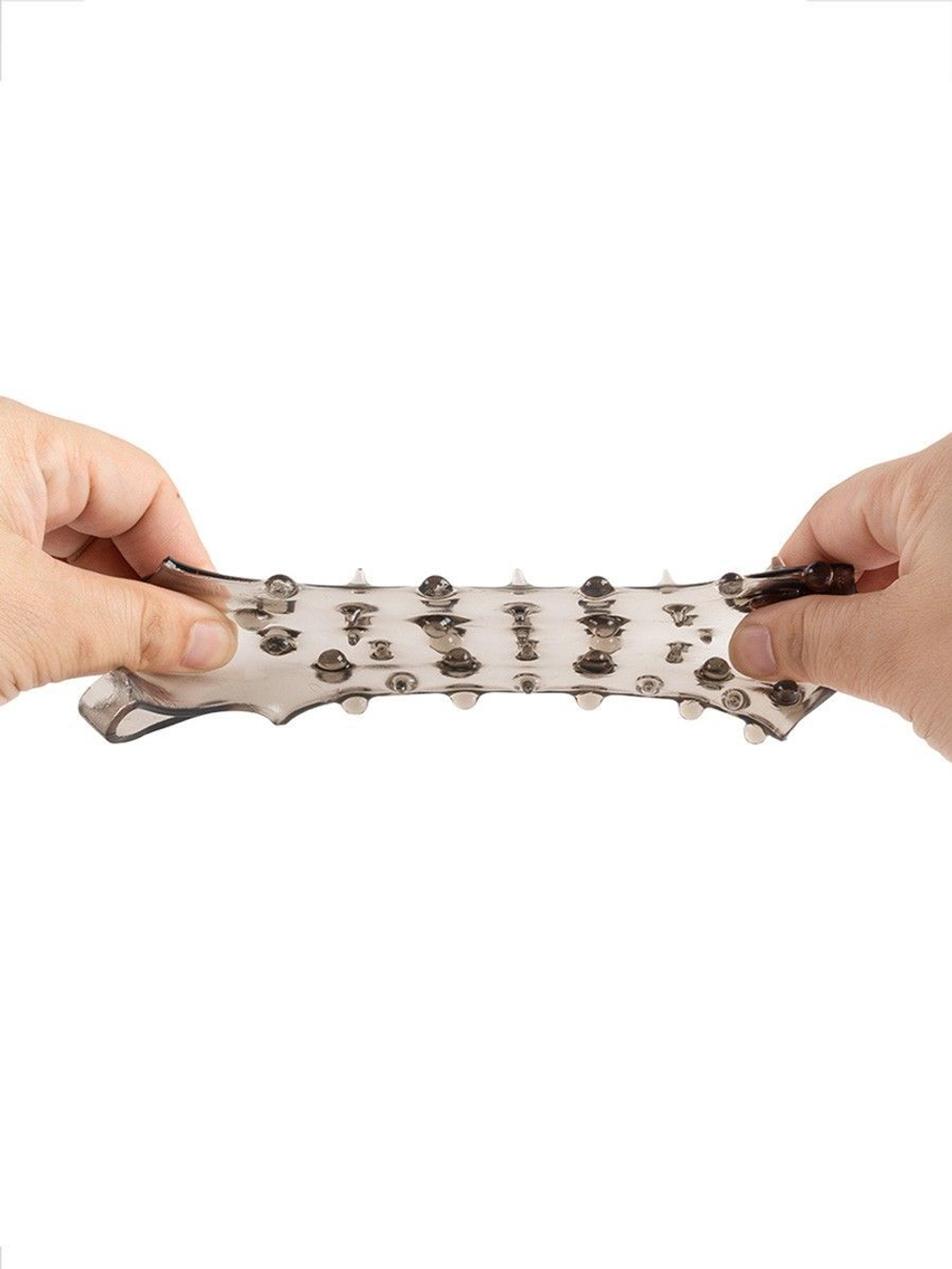 Дымчатая насадка на пенис с шипами и выпуклостями - 12,5 см. (Цвет: дымчатый)