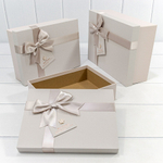 Коробка 29х21х9.5 см Набор 3 шт с бантом и цветочком (Пудровый)