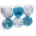 Набор шаров 8 см «Снежное сияние» (в наборе 6 шт), Голубой/Белый