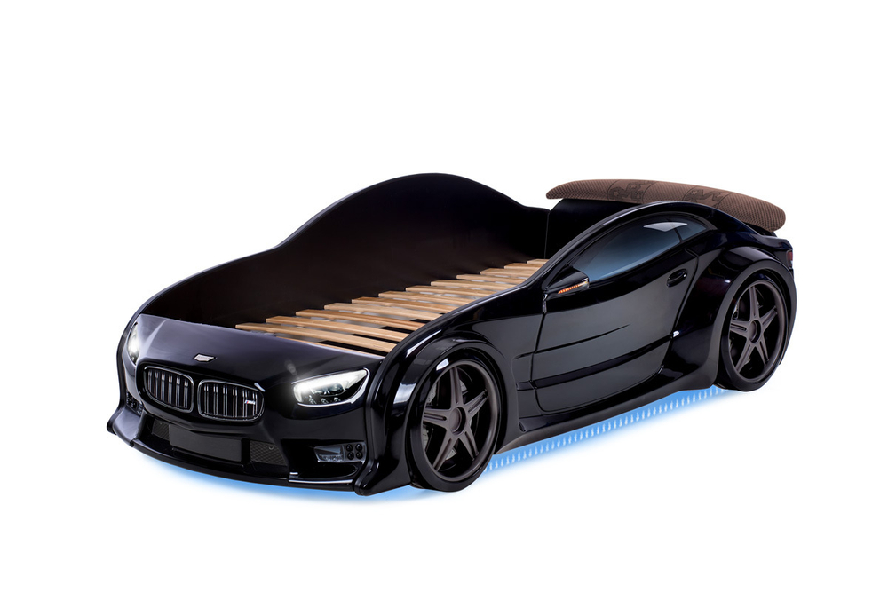 Объемная (3d) кровать-машина EVO "Мультибренд" (черная)
