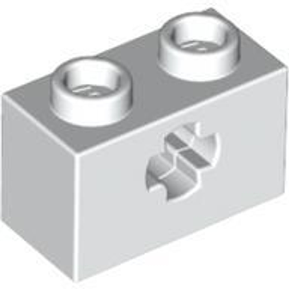 Lego 50шт Кирпич 1x2 с осевым отверстием (белый) 32064 / 4125562 / 4233486 / 6178921