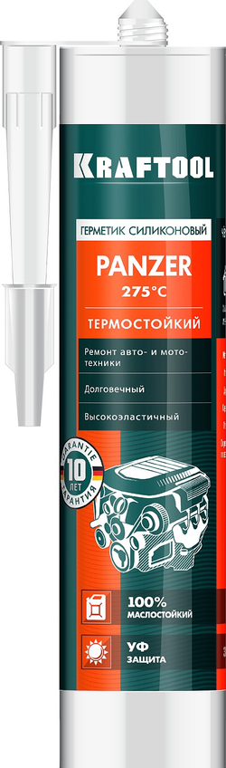 Термостойкий силиконовый герметик KRAFTOOL PANZER, 300 мл, черный (41259-4)