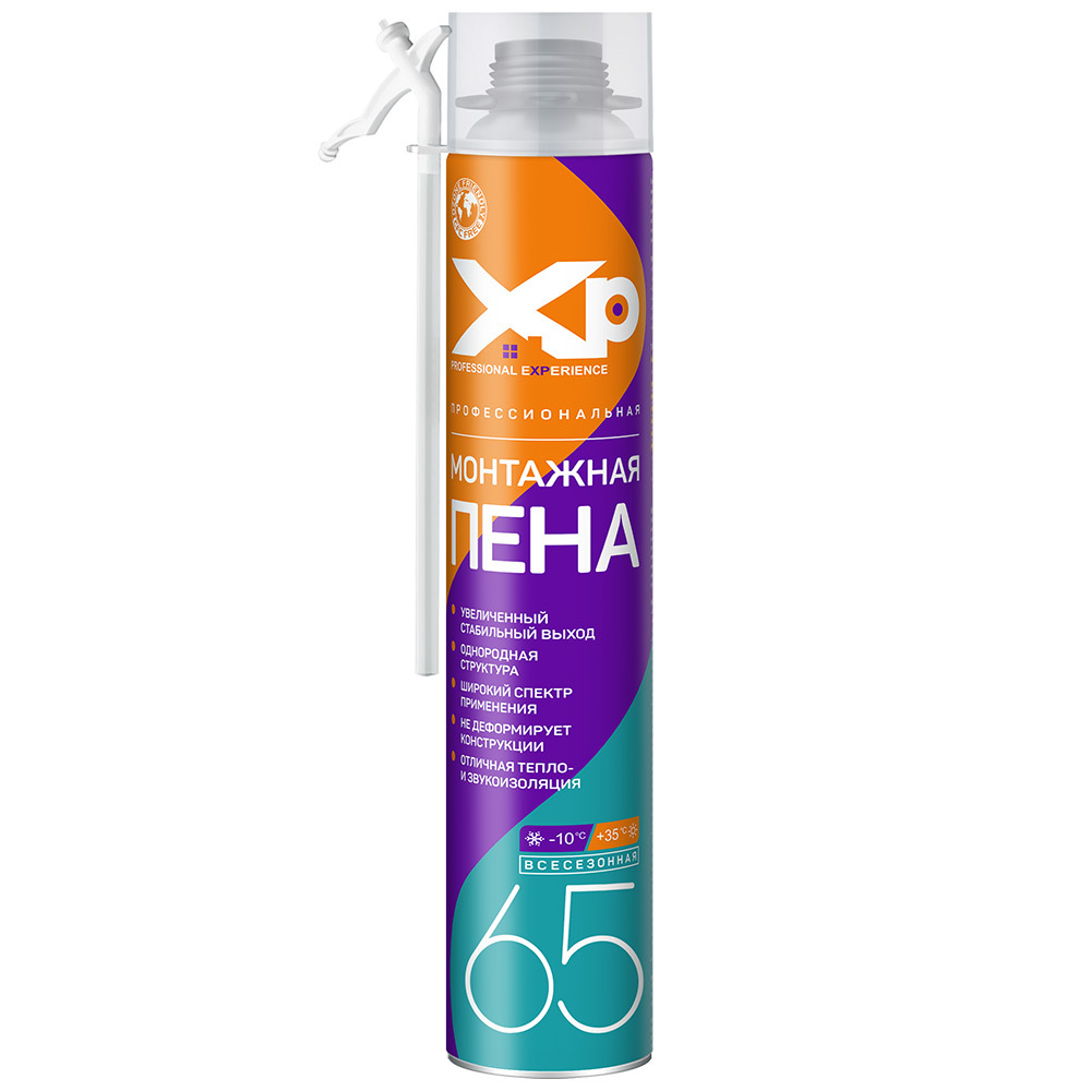 XP Пена монтажная проф. 65 всесезонная 850г (KIM TEC)
