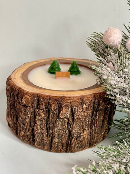 Свеча в спиле вяза (аромат Пихта Фрейзера), 80 мл