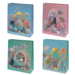 GAEM Пакет подарочный (бумага 210г/м2, блок микс 12шт), L26 W10 H31,5 см, 4в.