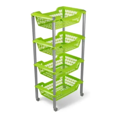 Этажерка универсальная Джета 4 корзины на колесиках салатовая С736САЛ (комплект 4 шт)