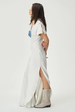 Платье Во имя Розы ванильное в полоску