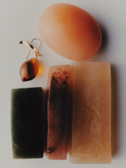 Massimo Dutti Небольшие серьги «Лимон» из стекла, золотистый