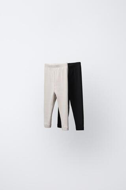 ZARA НАБОР ИЗ ДВУХ ОДНОТОННЫХ ЛЕГИНСОВ, ЧЕРНЫЙ