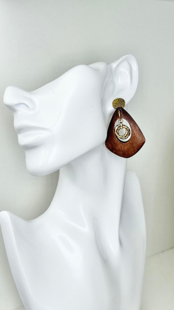 HMG 1350 Wood Rhomb Brown Серьги арт.0950