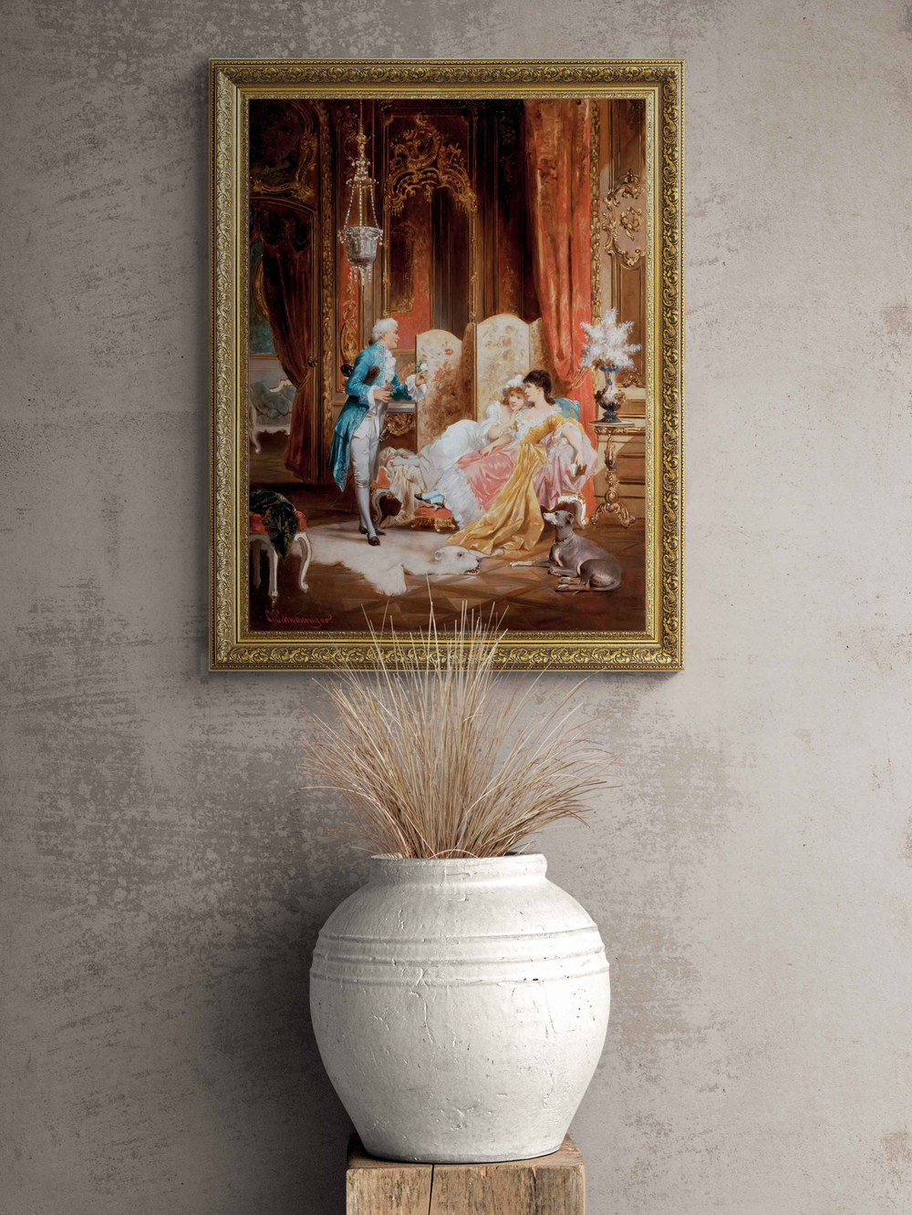 Картина на стену для интерьера на холсте "Золотой век" в классической раме 41*51 см