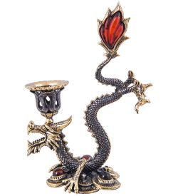 AM-3818 Подсвечник « Дракон Водный» (латунь, янтарь)