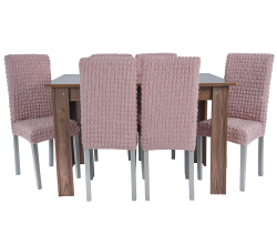 Чехол на стул без оборки со спинкой, цвет Пудра, Набор 2 шт.