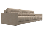 Диван прямой с декором Лига-049 НПБ Лонг, SEVEN 729 ВЕЛЮР бежевый