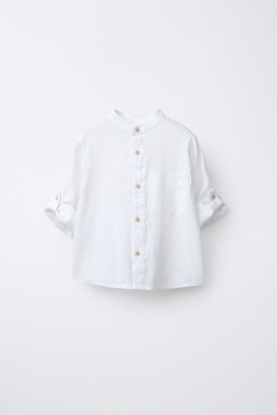 ZARA РУБАШКА ИЗ 100% ЛЬНА, ЭКРЮ