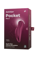 Малиновый вакуум-волновой стимулятор клитора с вибрацией Pocket Pro 1 (Цвет: бордовый)
