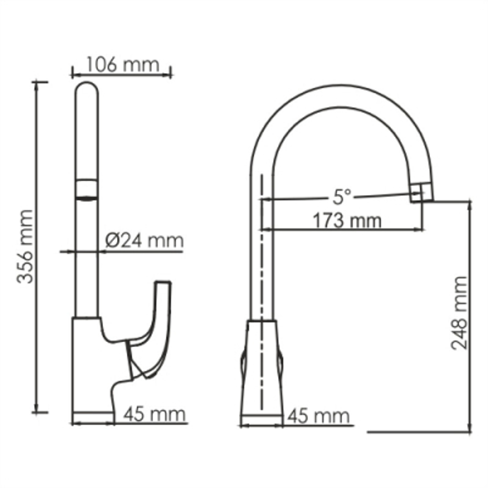 Смеситель WasserKraft Sauer для кухни Глянец Золото 17,6x10,6x35,6 см