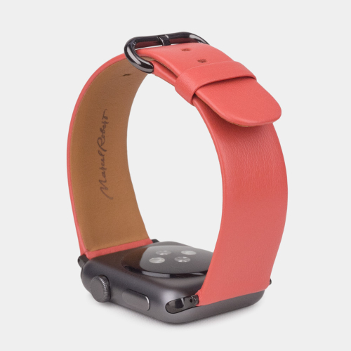 Ремешок для Apple Watch 40/41/42 mm из кожи теленка, кораллового цвета
