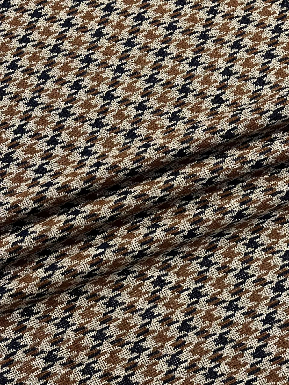 Трикотаж шерсть с п/а, люрексом и эластаном Dondi песочный с сине-коричневым пье-де-пуль