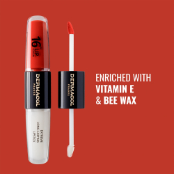 Dermacol 16H Lip Colour - Стойкая помада и блеск для губ, 2× 4 ml