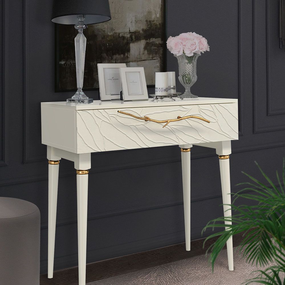 Консоль Арт Колор leaves Классик Голд Кремовый белый