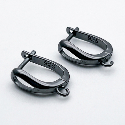 Ювелирные швензы, цвет черный металл, размер 15*5 мм, цена за пару