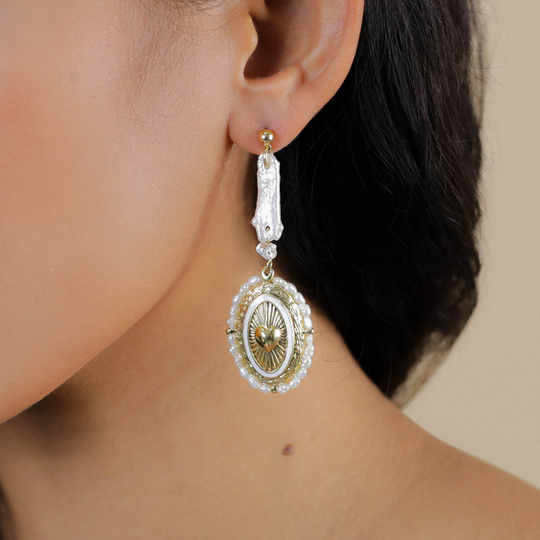 Серьги Franck Herval, Bianca, с розовым кварцем, горным хрусталем и жемчугом, FH26.1-12-70174 (золот