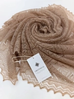 Оренбургский пуховый платок-паутинка А120-08 темно-бежевый