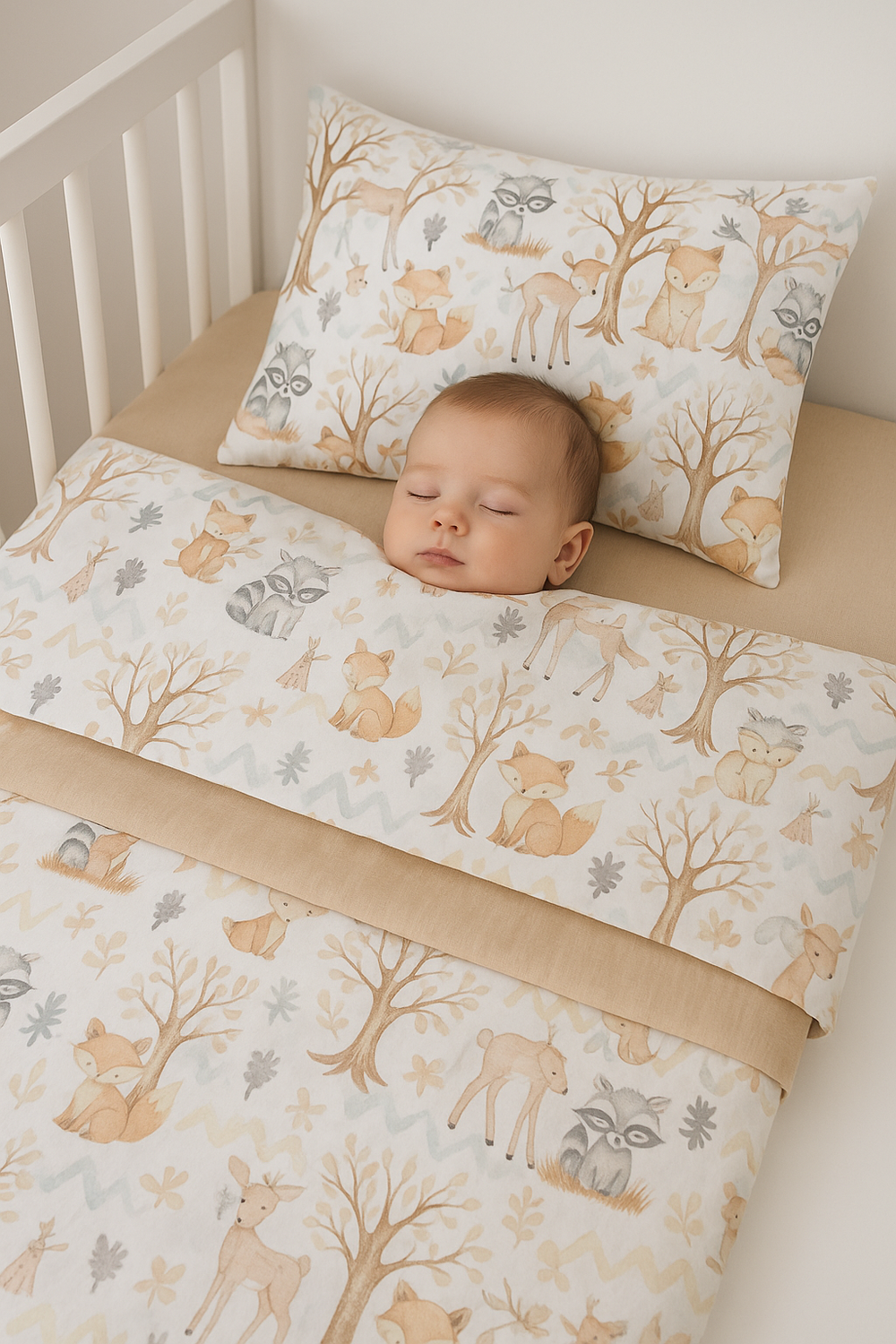 Детский комплект постельного белья из турецкого хлопка (поплин) "Зверята"