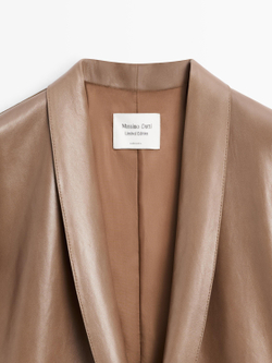 Massimo Dutti Длинное пальто из кожи наппа - Limited Edition, коричневый