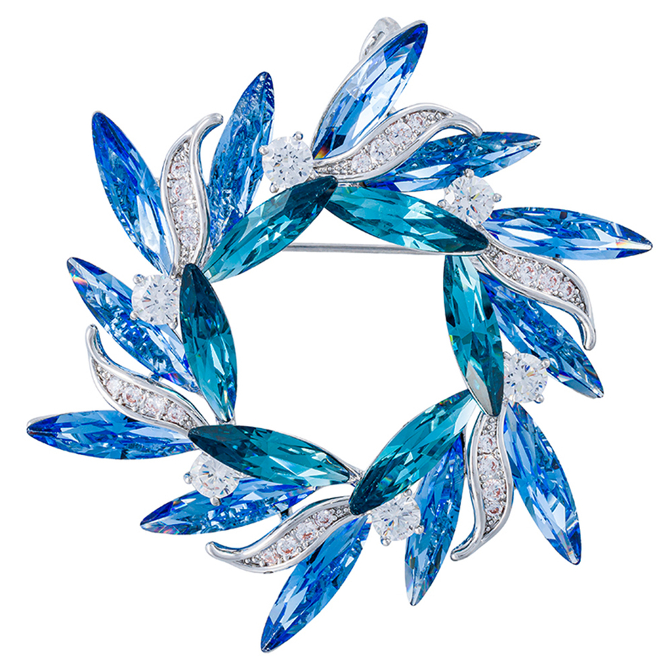 Брошь Fiore Luna ВЕНЕЦ Zircon Crystal XR14425B1 G/BL/S