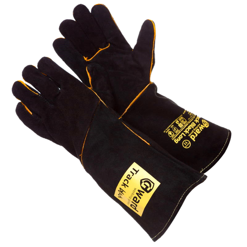 Краги спилковые GWARD Track Black Long удлиненные с широким раструбом (черные)