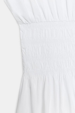 ZARA КОМБИНИРОВАННОЕ ПЛАТЬЕ ИЗ ПОПЛИНА, БЕЛЫЙ