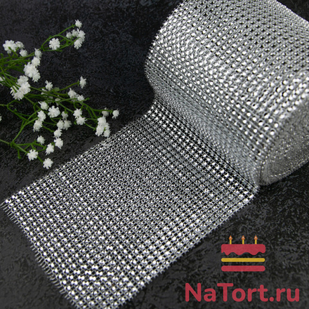 Лента декоративная «Серебряные стразы»
