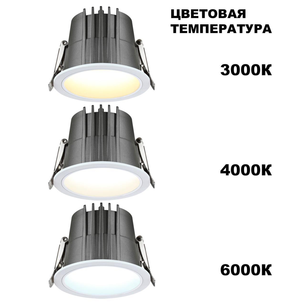 359428 SPOT NT24 436 белый Светильник встраиваемый с переключателем цв. температуры IP65 LED 20W 170-265V 3000К\4000К\6000К LANG