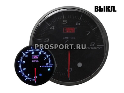 Tахометр (115мм) внешняя вспышка 0-8000RPM черный циферблат, цветная подсветка (дизель)