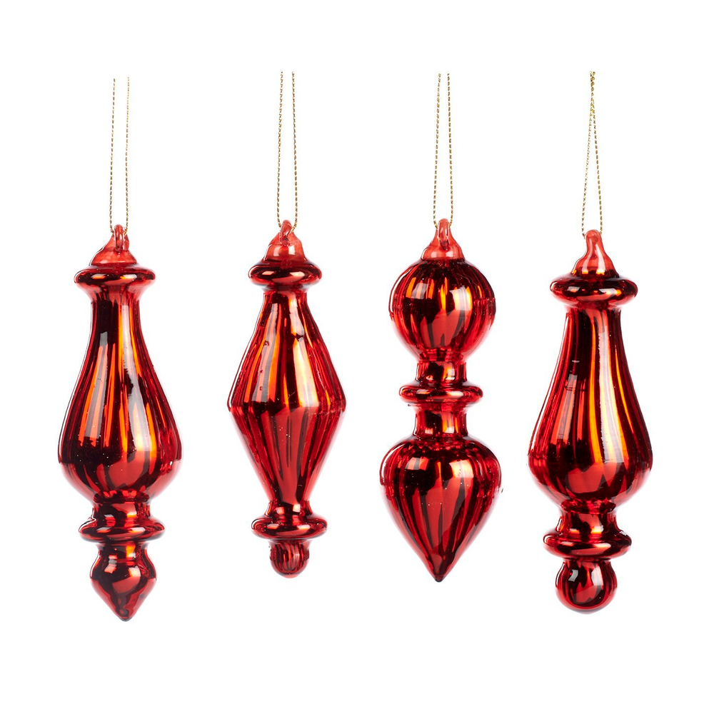 Украшения стеклянные на елку 4шт 12см Goodwill красные