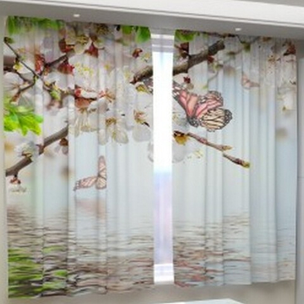 Фотошторы для кухни "РД. БАБОЧКИ НА ВИШНЕ", Россия.