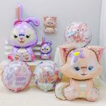 Шар с клапаном (13''/33 см) Мини-фигура, Лисенок с цветком, 1 шт.