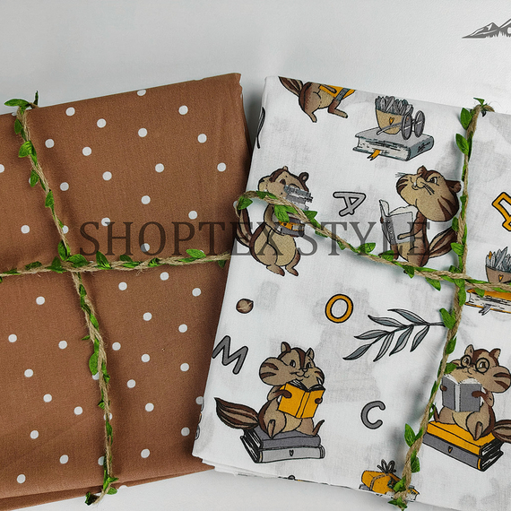 Поплин &quot;Бурундуки&quot; | ш.150 см | 115 г/м² | хлопок-100%