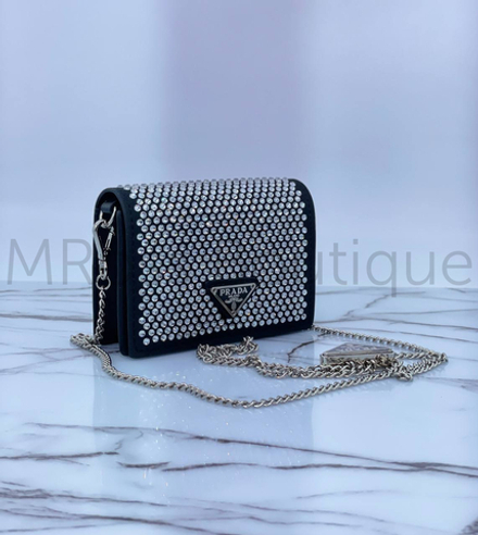 Сумка Прада (Prada) со стразами на цепочке
