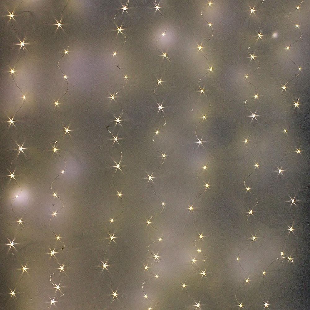 Гирлянда для дома занавес "Бриллиант" 3м,300 лам LED, 8 реж, теплый белый цвет (Серпантин)