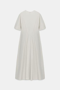 ZARA ПЛАТЬЕ ИЗ ПОПЛИНА СО СКЛАДКАМИ — ZW COLLECTION, СВЕТЛО-СЕРЫЙ