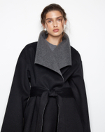 Пальто двухстороннее из шерсти Берберри серый/черный