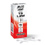 ЛАМПА AVS VEGAS 12V. T3 1.2W (Б/Ц, УСЫ 2СМ) BOX A07431S